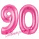 Zahl 90, Pink, Luftballons aus Folie zum 90. Geburtstag