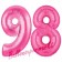Zahl 98, Pink, Luftballons aus Folie zum 98. Geburtstag, 100 cm, inklusive Helium