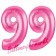Zahl 99, Pink, Luftballons aus Folie zum 99. Geburtstag, 100 cm, inklusive Helium