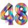 Zahl 48 Regenbogen, Zahlen Luftballons aus Folie zum 48. Geburtstag, inklusive Helium