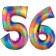 Zahl 56 Regenbogen, Zahlen Luftballons aus Folie zum 56. Geburtstag, inklusive Helium