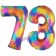 Zahl 73 Regenbogen, Zahlen Luftballons aus Folie zum 73. Geburtstag, inklusive Helium