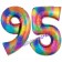 Zahl 95 Regenbogen, Zahlen Luftballons aus Folie zum 95. Geburtstag, inklusive Helium