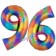 Zahl 96 Regenbogen, Zahlen Luftballons aus Folie zum 96. Geburtstag, inklusive Helium