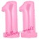 Zahl 11 Rosa, Luftballons aus Folie zum 11. Geburtstag, 100 cm, inklusive Helium
