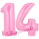 Zahl 14 Rosa, Luftballons aus Folie zum 14. Geburtstag, 100 cm, inklusive Helium