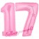 Zahl 17 Rosa, Luftballons aus Folie zum 17. Geburtstag, 100 cm, inklusive Helium