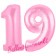 Zahl 19 Rosa, Luftballons aus Folie zum 19. Geburtstag, 100 cm, inklusive Helium