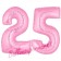Zahl 25 Rosa, Luftballons aus Folie zum 25. Geburtstag, 100 cm, inklusive Helium