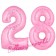 Zahl 28 Rosa, Luftballons aus Folie zum 28. Geburtstag, 100 cm, inklusive Helium