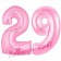 Zahl 29 Rosa, Luftballons aus Folie zum 29. Geburtstag, 100 cm, inklusive Helium