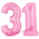 Zahl 31 Rosa, Luftballons aus Folie zum 31. Geburtstag, 100 cm, inklusive Helium