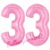Zahl 33 Rosa, Luftballons aus Folie zum 33. Geburtstag, 100 cm, inklusive Helium