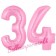 Zahl 34 Rosa, Luftballons aus Folie zum 34. Geburtstag, 100 cm, inklusive Helium