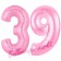 Zahl 39 Rosa, Luftballons aus Folie zum 39. Geburtstag, 100 cm, inklusive Helium