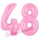 Zahl 48 Rosa, Luftballons aus Folie zum 48. Geburtstag, 100 cm, inklusive Helium