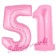 Zahl 51 Rosa, Luftballons aus Folie zum 51. Geburtstag, 100 cm, inklusive Helium