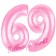 Zahl 69 Rosa, Luftballons aus Folie zum 69. Geburtstag, 100 cm, inklusive Helium