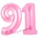 Zahl 91 Rosa, Luftballons aus Folie zum 91. Geburtstag, 100 cm, inklusive Helium