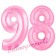 Zahl 98 Rosa, Luftballons aus Folie zum 98. Geburtstag, 100 cm, inklusive Helium