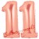 Zahl 11 Rose Gold, Luftballons aus Folie zum 11. Geburtstag, 100 cm, inklusive Helium