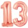 Zahl 13 Rose Gold, Luftballons aus Folie zum 13. Geburtstag, 100 cm, inklusive Helium
