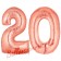 Zahl 20 Rose Gold, Luftballons aus Folie zum 20. Geburtstag, 100 cm, inklusive Helium