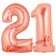 Zahl 21 Rose Gold, Luftballons aus Folie zum 21. Geburtstag, 100 cm, inklusive Helium