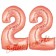 Zahl 22 Rose Gold, Luftballons aus Folie zum 22. Geburtstag, 100 cm, inklusive Helium