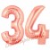 Zahl 34, Rosegold, Luftballons aus Folie zum 34. Geburtstag, 100 cm, inklusive Helium