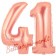 Zahl 41, Rosegold, Luftballons aus Folie zum 41. Geburtstag, 100 cm, inklusive Helium
