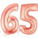 Zahl 65, Rosegold, Luftballons aus Folie zum 65. Geburtstag, 100 cm, inklusive Helium