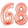 Zahl 68, Rosegold, Luftballons aus Folie zum 68. Geburtstag, 100 cm, inklusive Helium
