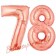 Zahl 78 Rosegold Luftballons aus Folie zum 78. Geburtstag, 100 cm, inklusive Helium