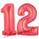 Zahl 12 Rot, Luftballons aus Folie zum 12. Geburtstag, 100 cm, inklusive Helium