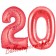 Zahl 20 Rot, Luftballons aus Folie zum 20. Geburtstag, 100 cm, inklusive Helium