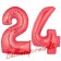 Zahl 24 Rot, Luftballons aus Folie zum 24. Geburtstag, 100 cm, inklusive Helium