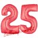 Zahl 25 Rot, Luftballons aus Folie zum 25. Geburtstag, 100 cm, inklusive Helium