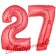 Zahl 27 Rot, Luftballons aus Folie zum 27. Geburtstag, 100 cm, inklusive Helium
