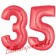 Zahl 35 Rot, Luftballons aus Folie zum 35. Geburtstag, 100 cm, inklusive Helium