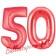 Zahl 50, Rot, Luftballons aus Folie zum 50. Geburtstag