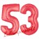 Zahl 53, Rot, Luftballons aus Folie zum 53. Geburtstag, 100 cm, inklusive Helium
