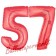 Zahl 57, Rot, Luftballons aus Folie zum 57. Geburtstag, 100 cm, inklusive Helium