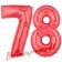 Zahl 78 Rot, Luftballons aus Folie zum 78. Geburtstag, 100 cm, inklusive Helium