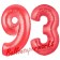Zahl 93, Rot, Luftballons aus Folie zum 93. Geburtstag, 100 cm, inklusive Helium