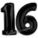 Zahl 16 Schwarz, Luftballons aus Folie zum 16. Geburtstag, 100 cm, inklusive Helium