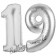 Zahl 19, Silber, Luftballons aus Folie zum 19. Geburtstag, 100 cm, inklusive Helium