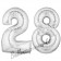 Zahl 28, Silber, Luftballons aus Folie zum 28. Geburtstag, 100 cm, inklusive Helium