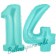 Zahl 14 Türkis, Luftballons aus Folie zum 14. Geburtstag, 100 cm, inklusive Helium