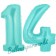 Zahl 14 Türkis, Luftballons aus Folie zum 14. Geburtstag, 100 cm, inklusive Helium